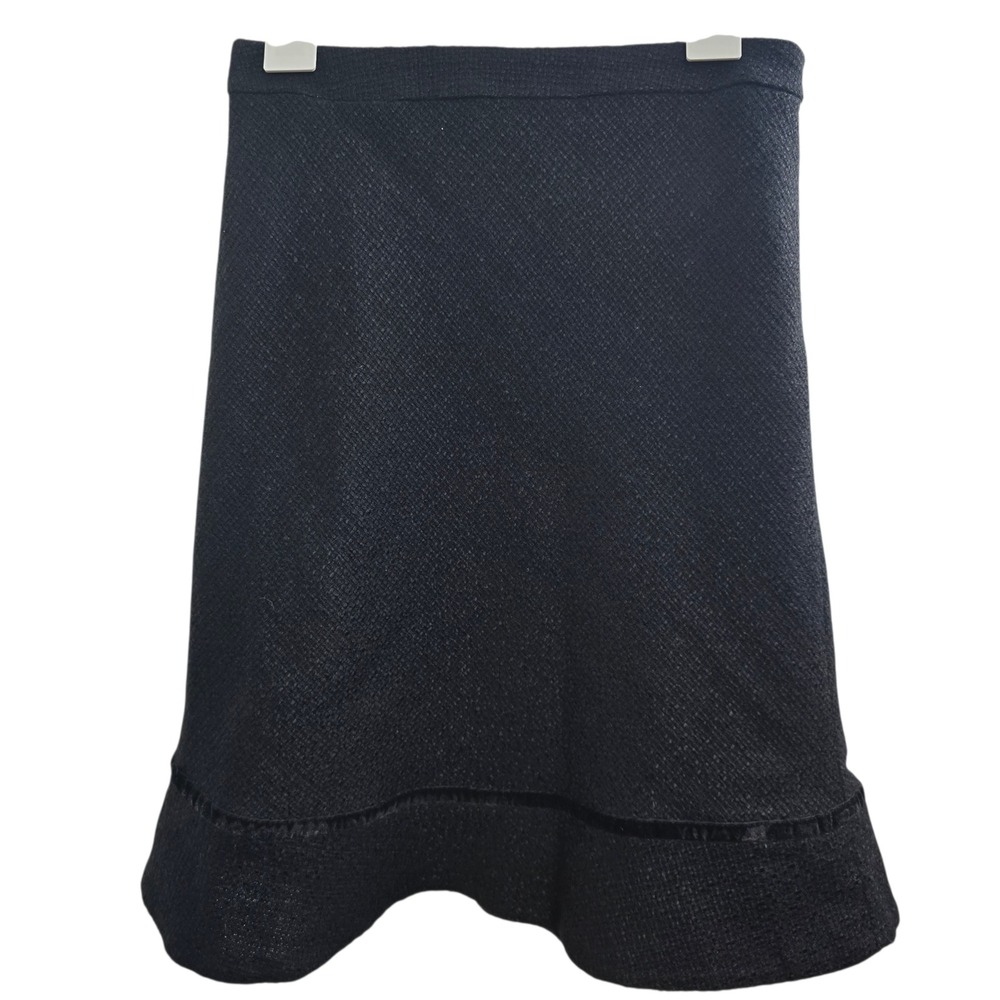 GAP Vintage 2004 Womens Black‎ Wool Blend Textured Velvet Trim Mini Skirt Size 2